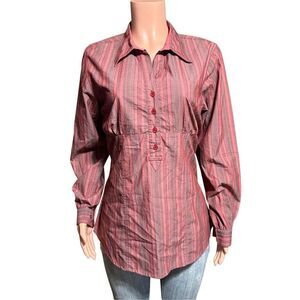 Pulp front yoke half button garnet henley top M